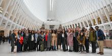 Students faculty and staff inside New York City's Oculus Center