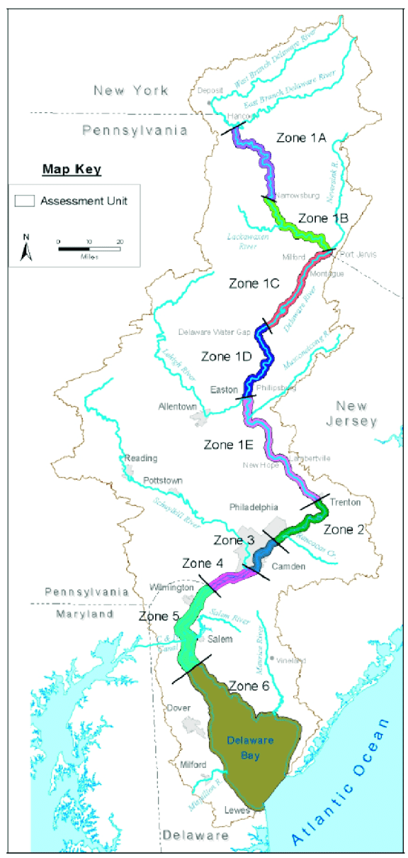 zone map of Delaware River zones