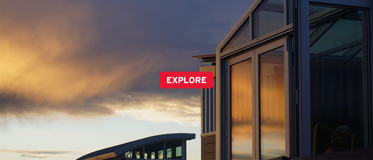 reACT house sunset, EXPLORE button