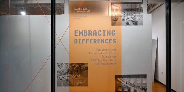 Embracing Differences advertisement in Kibel Gallery glass pane