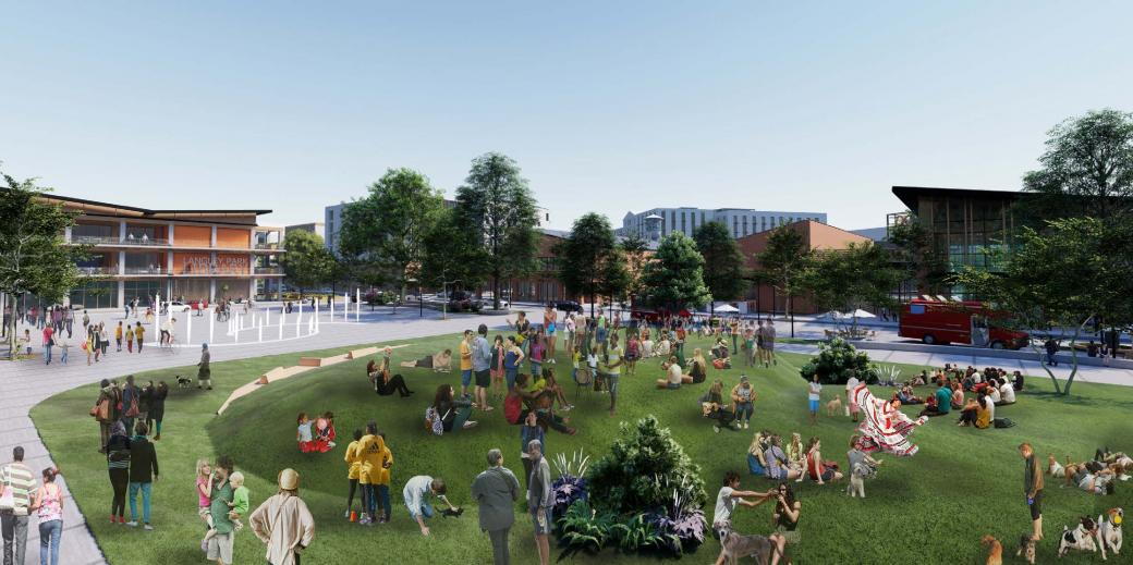 Connecting Crossroad rendering of plaza