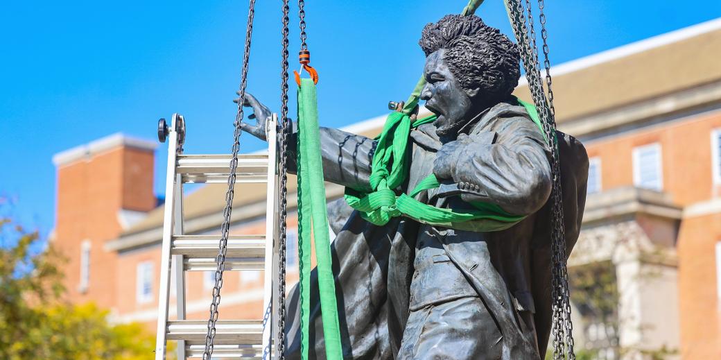 Frederick Douglass Statue being removed