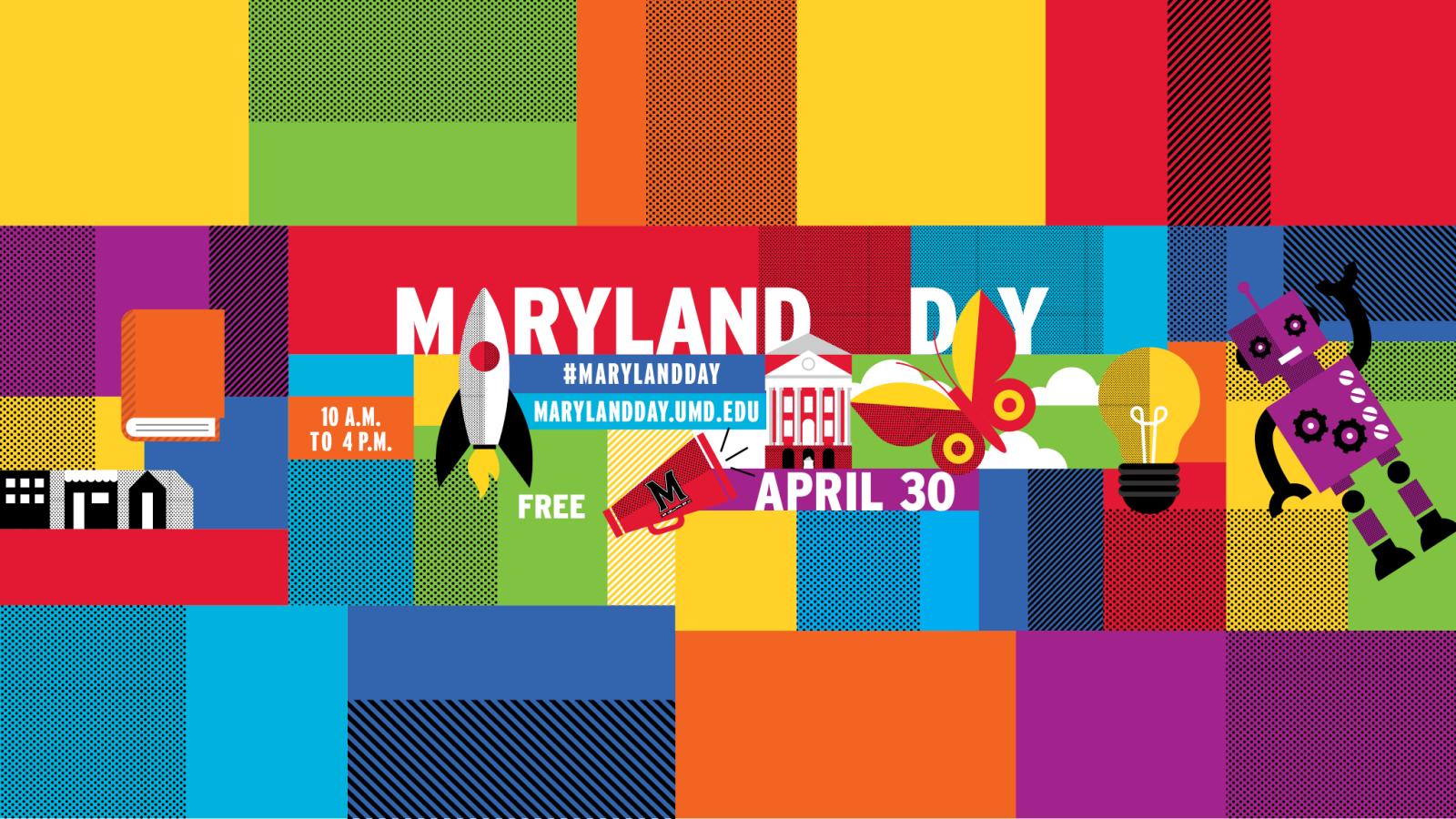 Maryland Day 2022 colorful graphic with text and icons