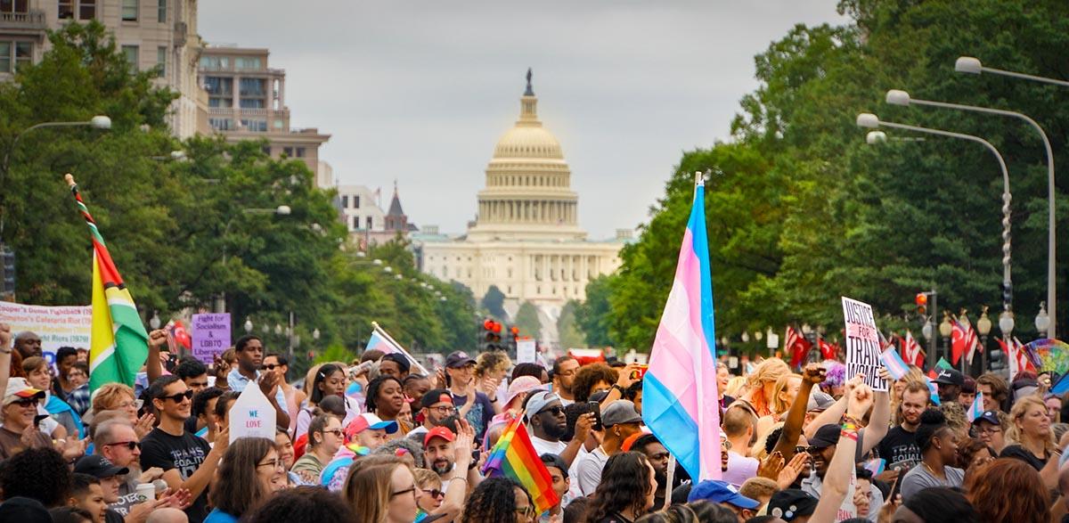 The transgender march in Washington, DC in front of the Capitol.
